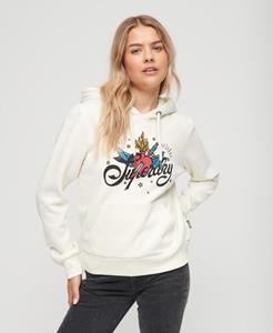Superdry Vrouwen Tattoo Script Graphic Hoodie Crème