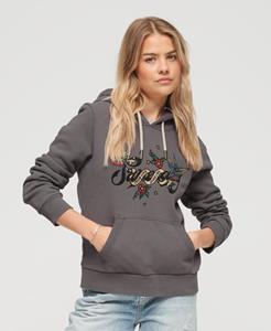 Superdry Vrouwen Tattoo Script Graphic Hoodie Grijs