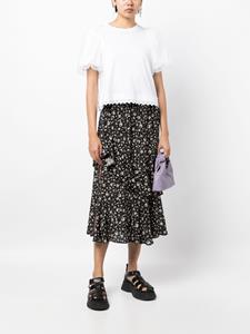 b+ab Rok met bloemenprint - Zwart
