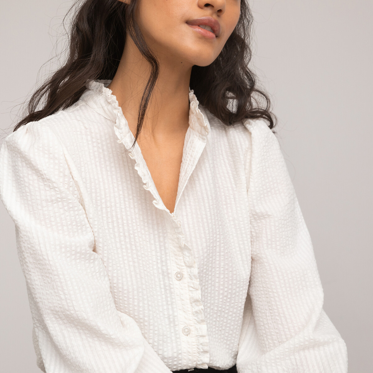 LA REDOUTE COLLECTIONS Hemd met Victoriaanse kraag, lange mouwen