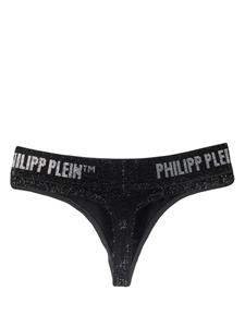 philippplein Philipp Plein String verfraaid met kristallen - Zwart