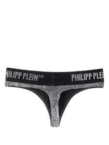 philippplein Philipp Plein String verfraaid met kristallen - Zilver