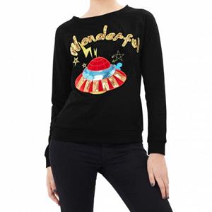 Brave Soul Wonderful Dames Sweatshirt LSS-272WONDER ZWART