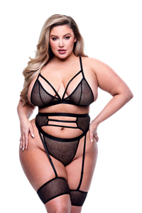 Baci Lingerie Baci 3-delige set bralette, hoge taille string en jarretelgordel Queensize