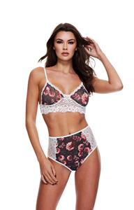 Baci Lingerie Baci bralette set bloemen en kant met tailleslip