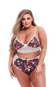 Baci Lingerie Baci set bh met bloemen en kant en tailleslip