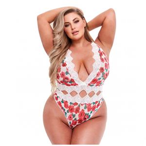 Baci Lingerie Baci - White Floral & Lace Stringbody - Curvy