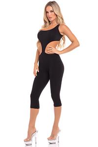 pinklipstick Pink Lipstick - Asymmetrische croptop catsuit met cut-out - Zwart