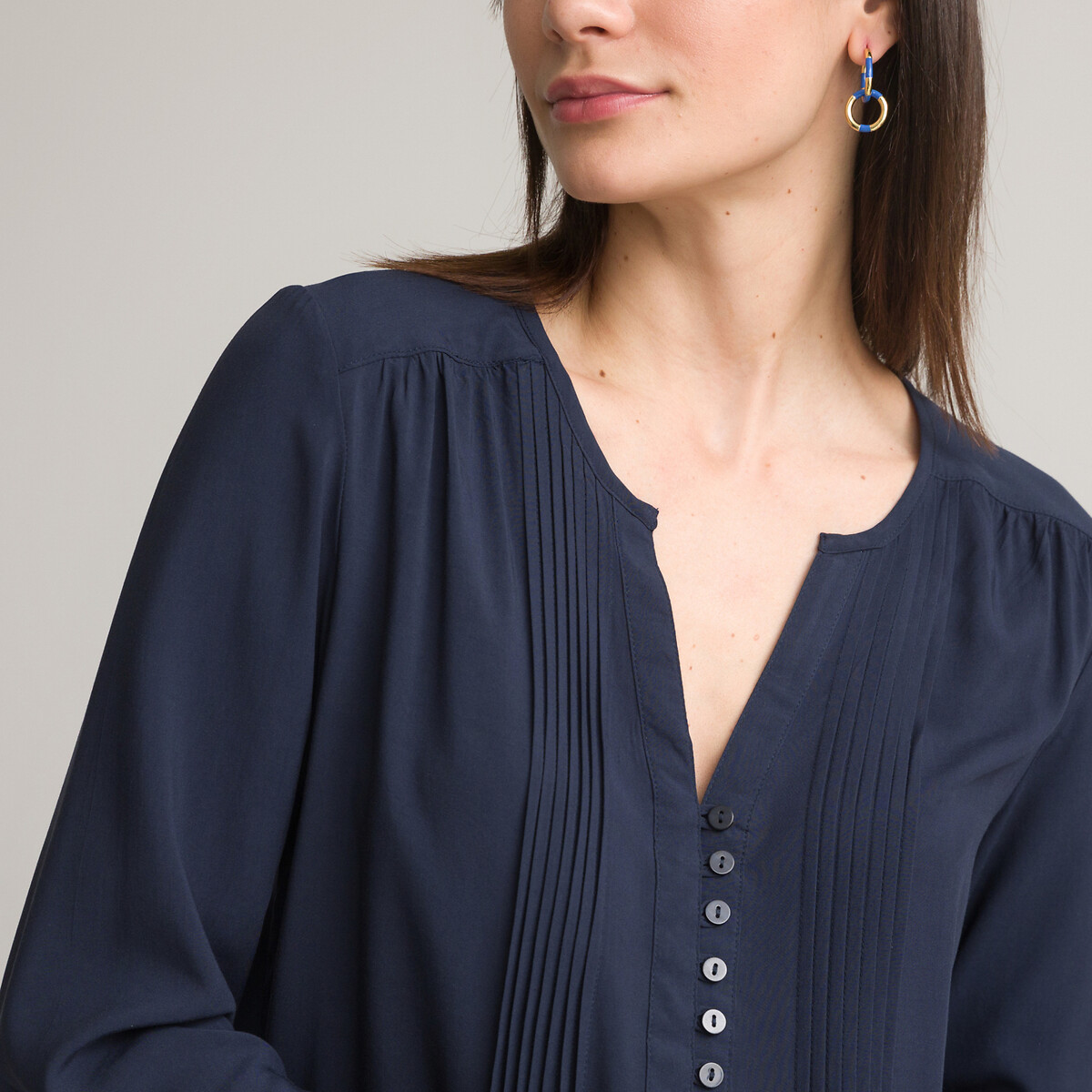 ANNE WEYBURN Blouse in voile Signature, lange mouwen