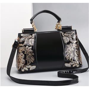 2023 New Lacquer Leather Shiny Face Women's Bag Middle Age Women's Handbag Retro Large Capacity Women's One Shoulder Crossbody Bag
