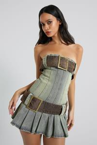 Jaded London Chelsea Denim Kilt Mini Dress