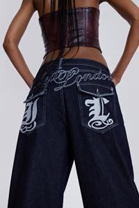 Jaded London Sonic Embroidered Baggy Jeans