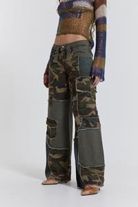 Jaded London Magna Camo Distressed Patchwork Jeans