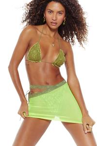 Jaded Swim Dream In Lace Lime Mesh Mini Skirt