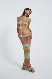 Jaded Swim Odette Striped Laddered Knit Maxi Skirt
