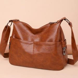 Retro Women Shoulder Bag Soft PU Leather Luxury Designer Female Messenger Bag 2022 Trend Large Capacity Ladies Handbag Purses