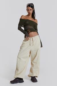 Jaded London Ecru Parachute Cargo Pants