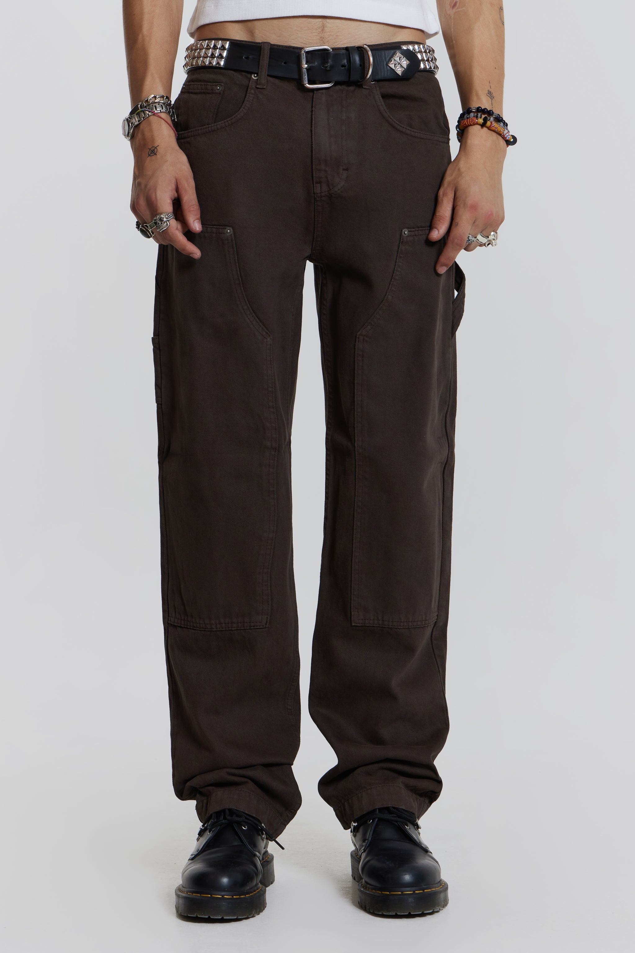 Jaded Man Brown Carpenter Jeans In Skate Fit