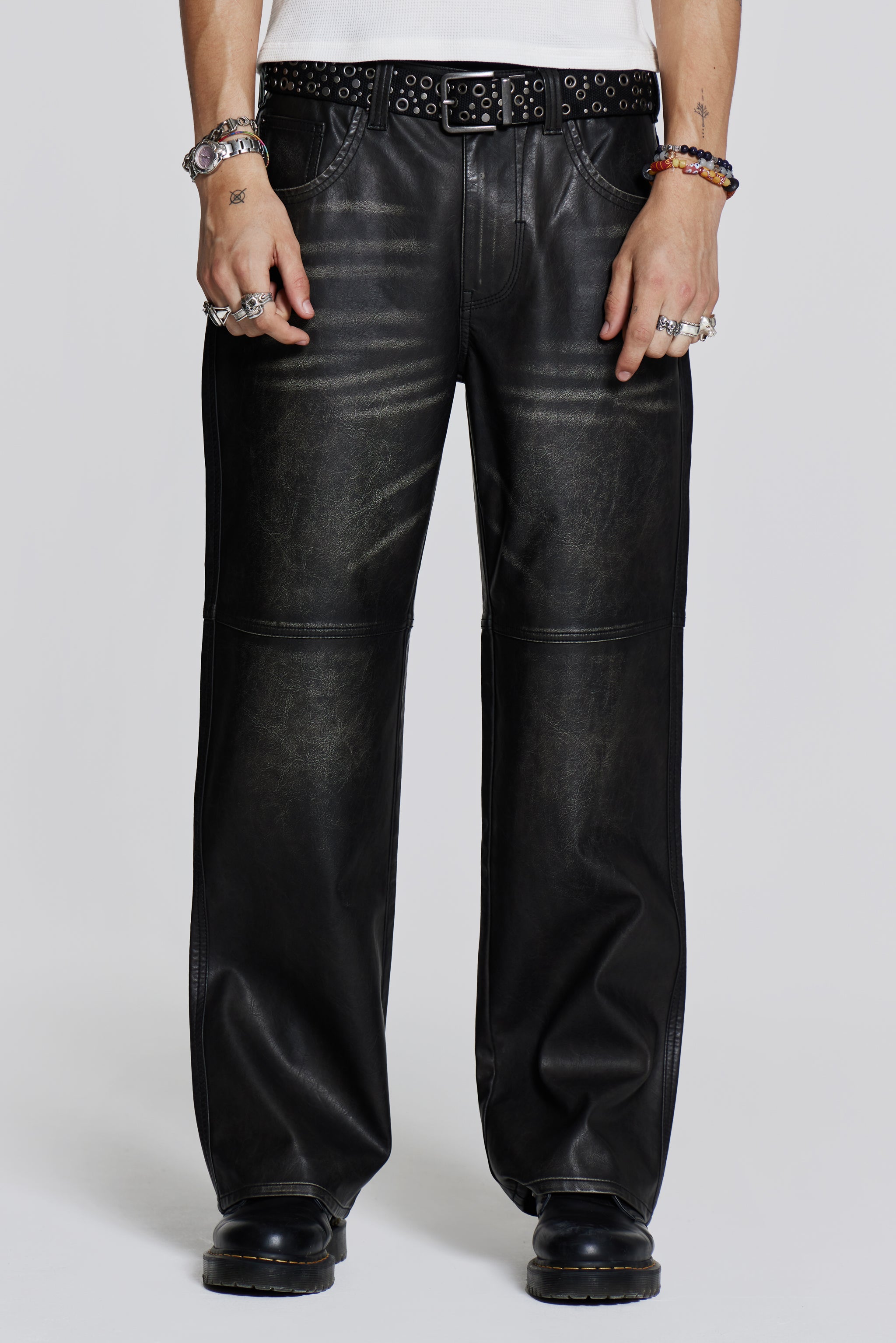 Jaded Man Ash Faux Leather Pants