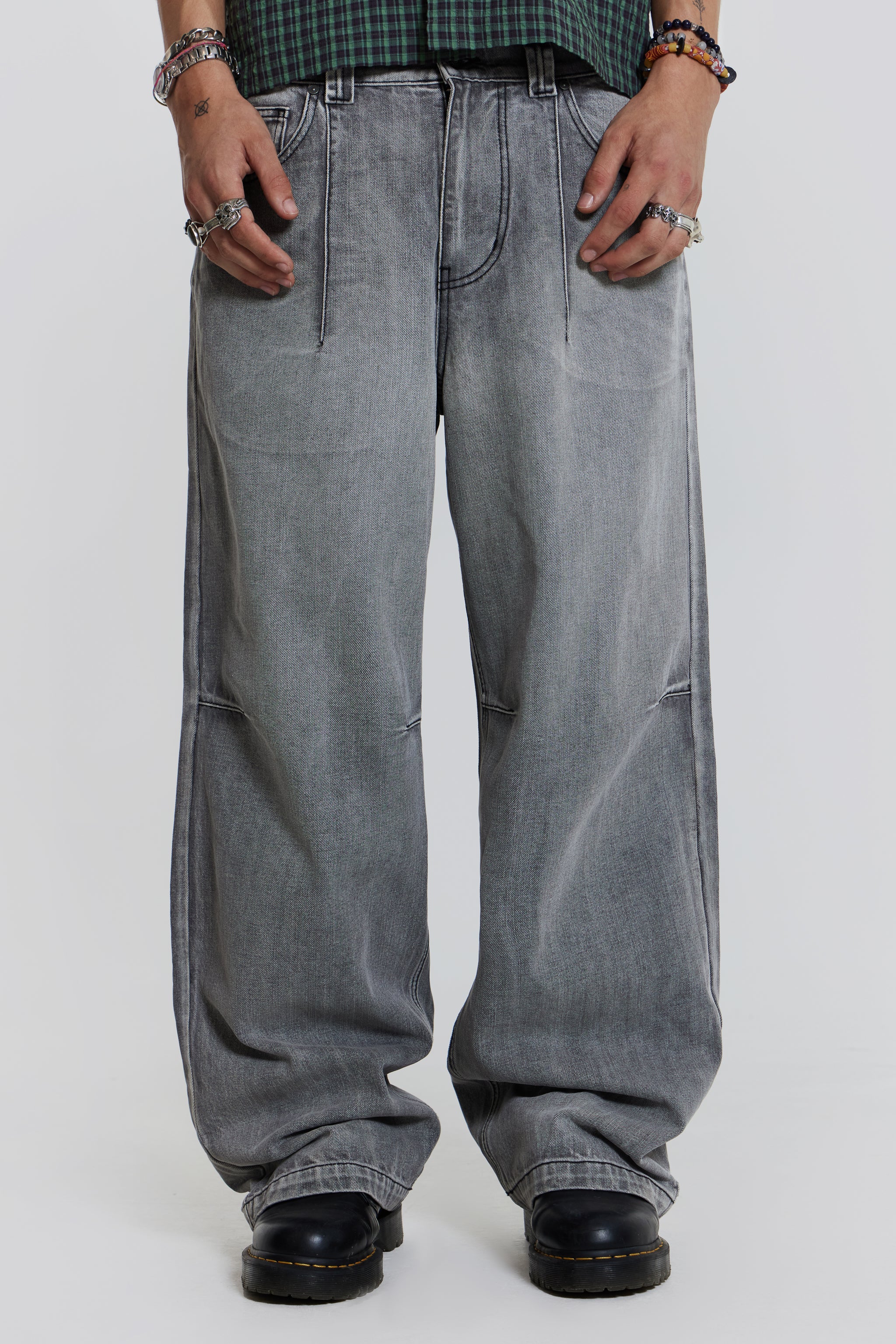Jaded Man Grey Acid Razor Jeans
