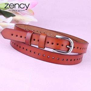 Zency Hollow Out Women's Belt 100% Genuine Leather High Quality Pin Buckle Fashion Decorative Jeans Belt Black White Coffee
