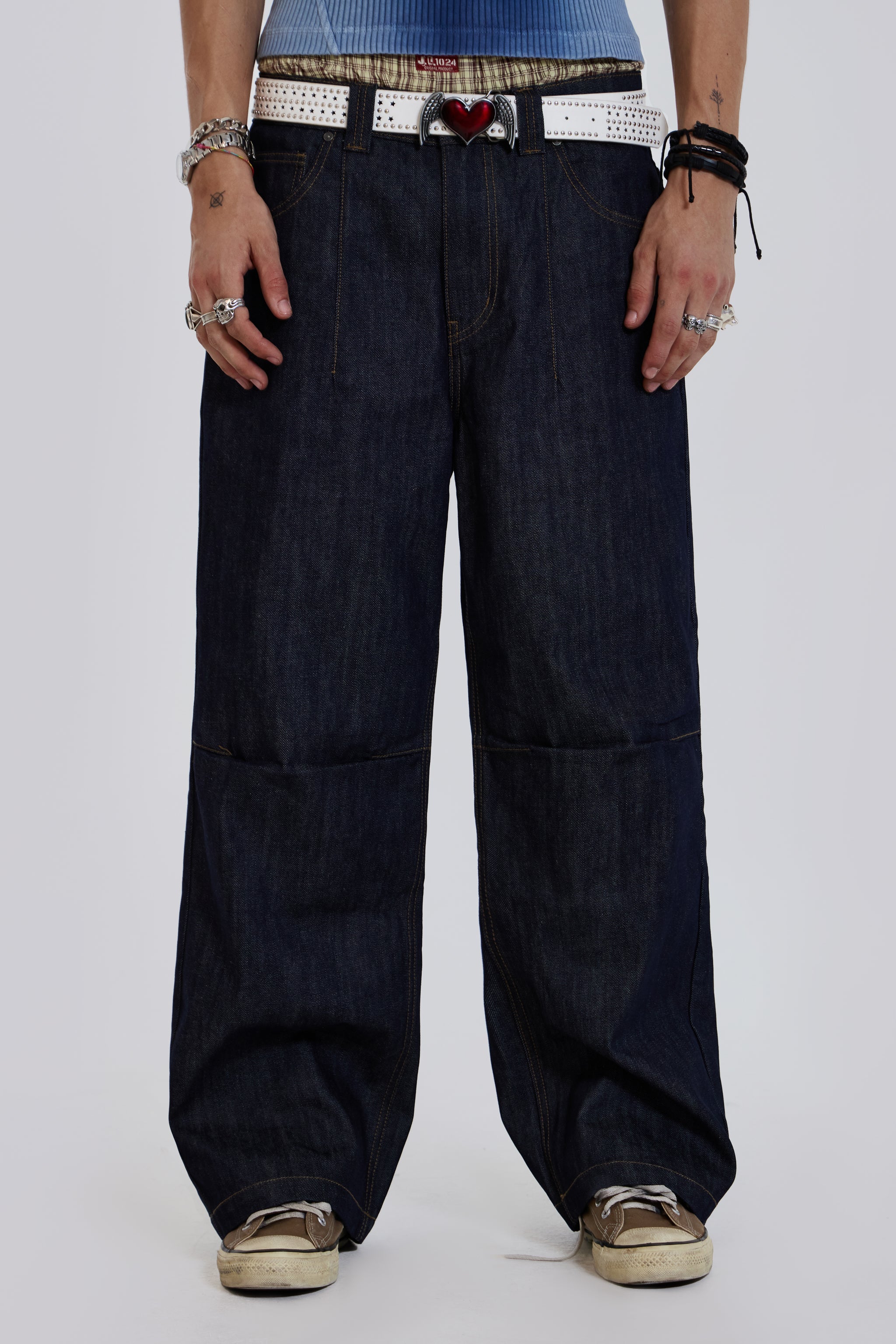 Jaded Man Raw Blue Denim Razor Jeans