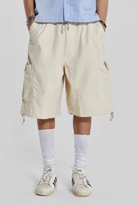 Jaded Man Ecru Parachute Cargo Baggy Shorts