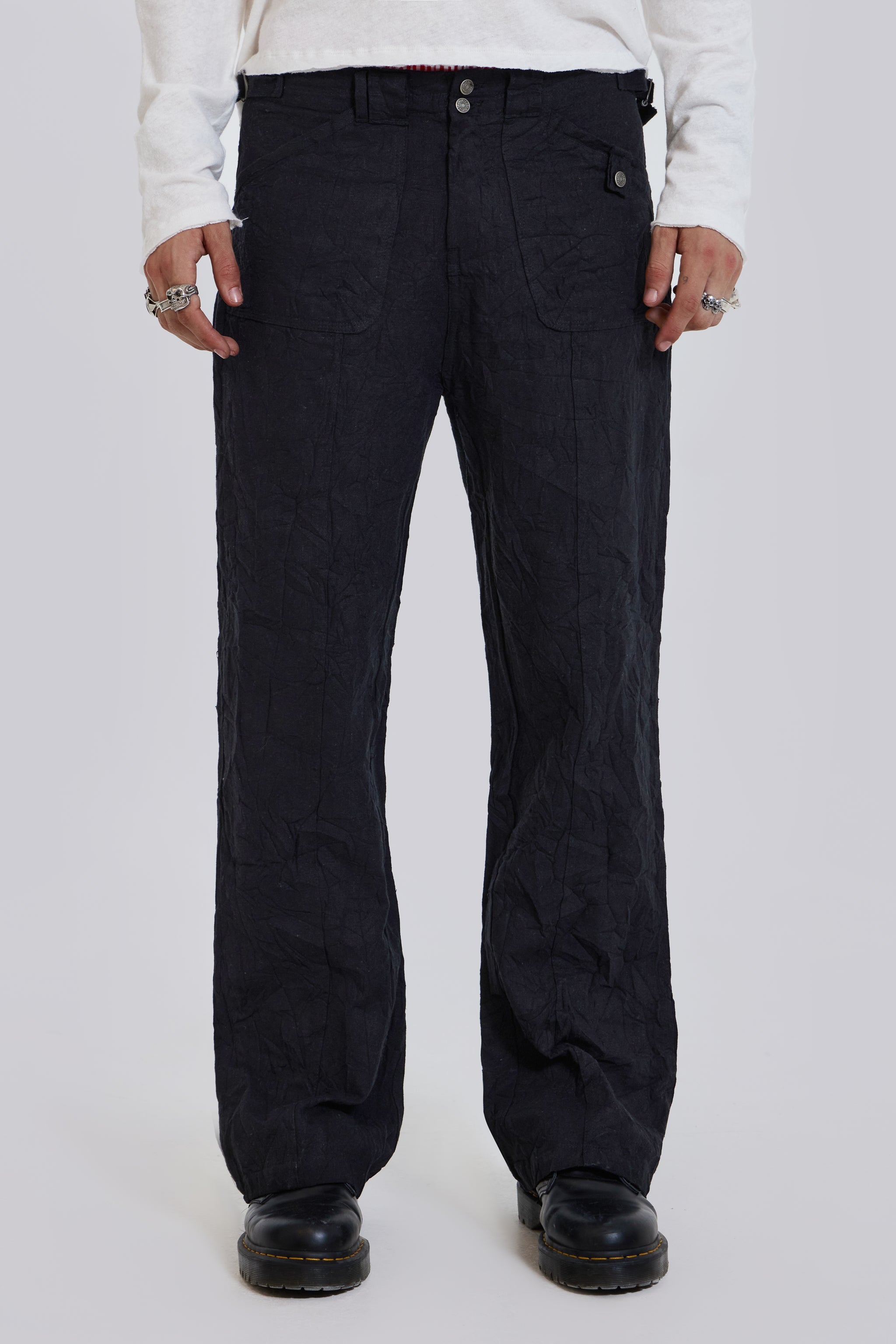 Jaded Man Black Creased Pants