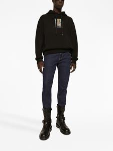 Jeans met logopatch - Blauw