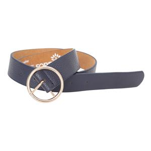 Forest dames/dames lederen riem met cirkelgesp L zwart