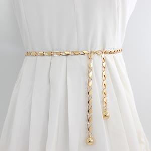 YA84EQ Tailleketting voor dames Metalen haak Verstelbare tailleketting Decoratieve kledingketting goud