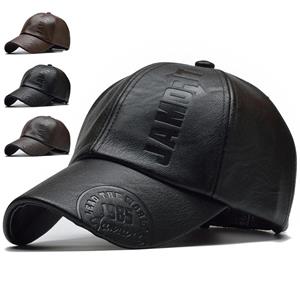 Headgear Herfst en winter Unisex Outdoor Warmtehoed PU-leer Baseballpet Recreatiesport Middelbare leeftijd Winddichte hoed Reishoeden Fietspet Skimutsen zwart
