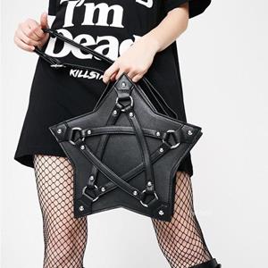Dark Gothic Pentagram Shoulder Bag Unisex Punk Designer Casual Totes Women Retro Handbag Gifts Black