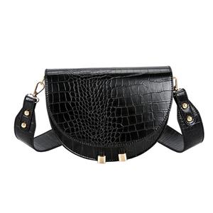 Women Crossbody Bag Retro Crocodile PU Leather Handbag Semicircle Small Shoulder Bags