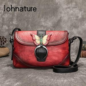 Retro First Layer Cow Leather Women Bag Hand Painted Leisure Shoulder Bags Hasp Small Lady Messenger Bag