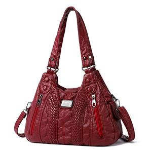 Women's Shoulder Bag, Solid Color, Large Capacity, Washable, Can Be Carried Diagonally, Pu Soft Leather, New Fashion, Retro Style