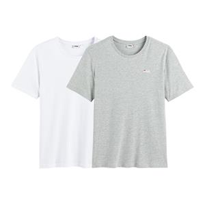 Fila Rundhalsshirt Logo Regular Fit Weiß, Grau - BROD (2-tlg., 2er-Pack)