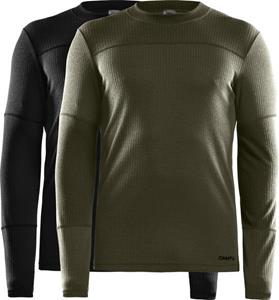 Core 2-Pack Baselayer thermoshirt lange mouwen groen/zwart heren, S