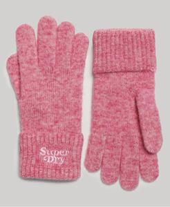 Superdry Vrouwen Geribde Gebreide Handschoenen Roze Grootte: 1SIZE