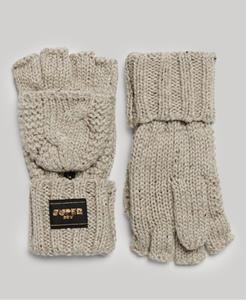 Superdry Vrouwen Gebreide Handschoenen met Kabelpatroon Beige