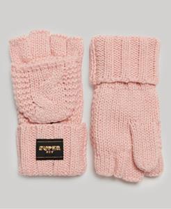 Superdry Vrouwen Gebreide Handschoenen met Kabelpatroon Roze Grootte: 1SIZE
