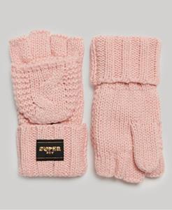 Superdry Vrouwen Gebreide Handschoenen met Kabelpatroon Roze