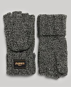 Superdry Vrouwen Gebreide Handschoenen met Kabelpatroon Zwart