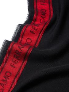 Ferragamo Sjaal met colourblocking - Zwart