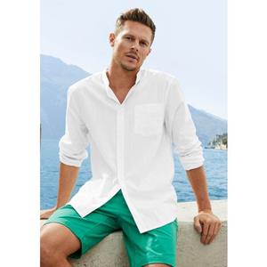 H.I.S Overhemd met lange mouwen Regular fit, staande kraag shirt met borstzak, 100% katoen