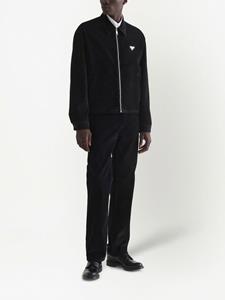 Prada Fluwelen bomberjack met logo - Zwart