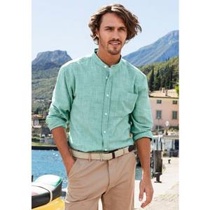 H.I.S Overhemd met lange mouwen Regular fit, staande kraag shirt met borstzak, 100% katoen