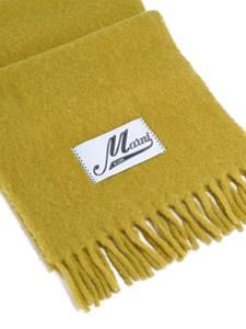 Marni Sjaal van alpacablend met logo-applicatie - Geel