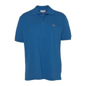 Heren Lacoste Polo Shirt met Korte Mouwen en Geribbelde Kraag in Blauw
