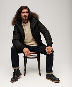 Superdry Mannen Everest Pufferbomberjack met Capuchon Zwart
